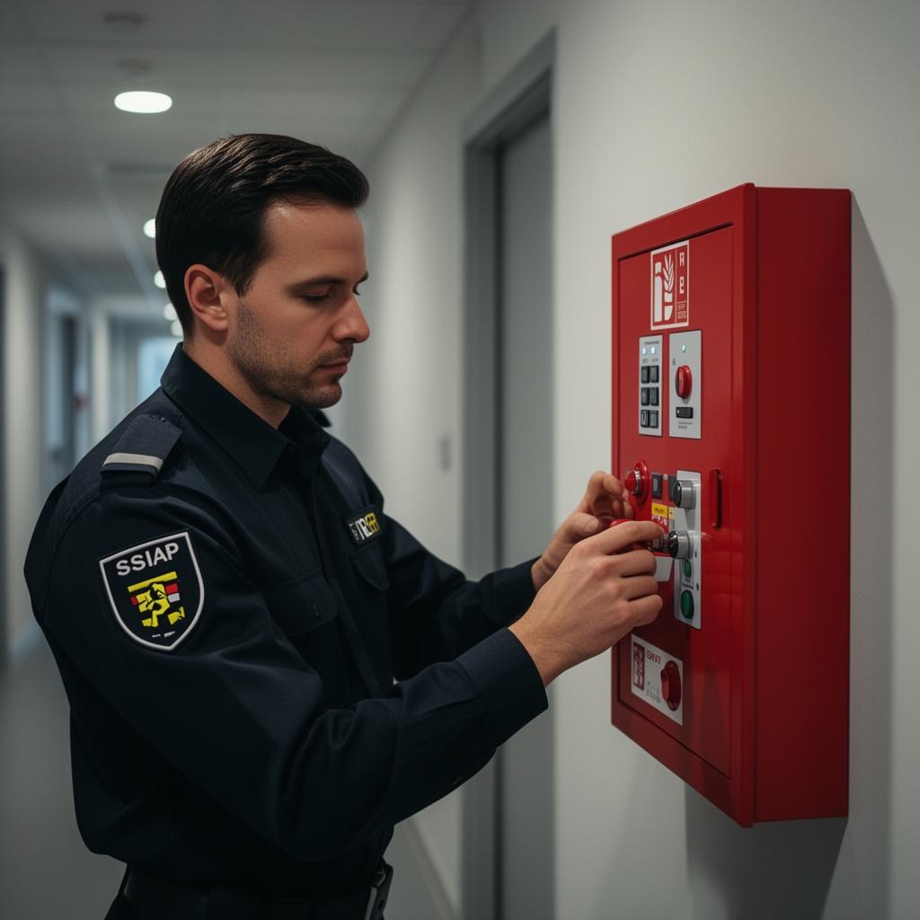 Agent SSIAP 1 en mission de sécurité incendie
